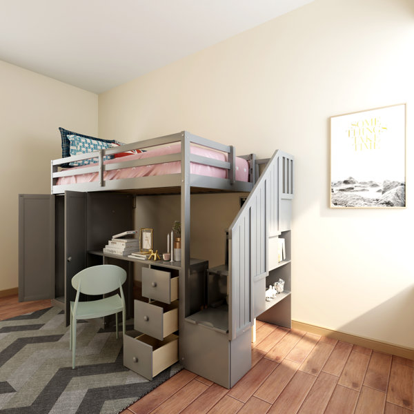 Harriet Bee Givanni Kids Twin Loft Bed with Drawers Wayfair